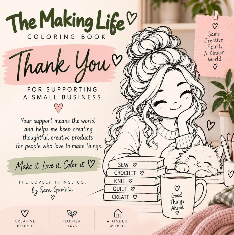 The making life Coloring Book | 40 Printable pages for Sewing, Crochet, Quilting & Knitting | Digital Download