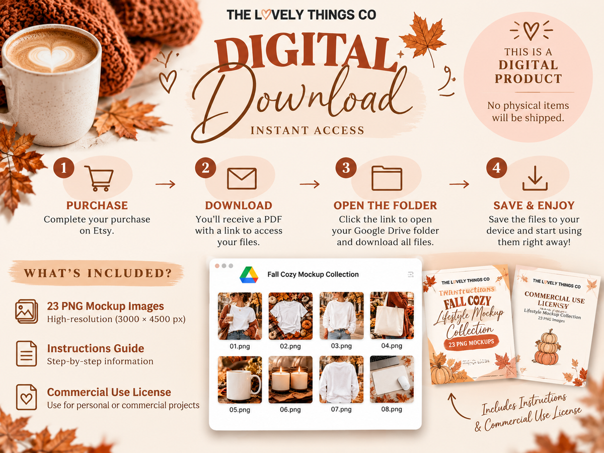 23 PNG Mockups · 3000 × 4500 px · Commercial Use Included · No PSD / Smart Objects