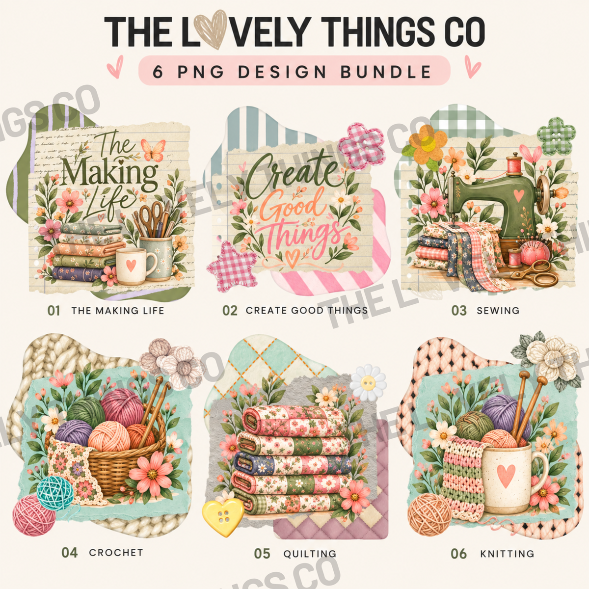 The Making Life PNG Bundle | 6 Maker Designs | Sewing Crochet Quilting Knitting PNG | Commercial Use Craft Designs